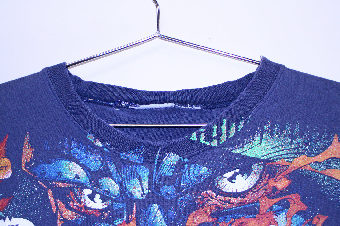 Fantastic 4 on worn faded navy tee (L)