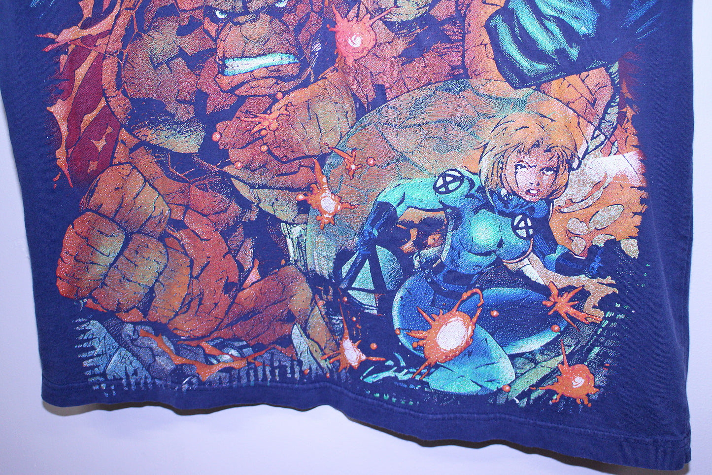 Fantastic 4 on worn faded navy tee (L)