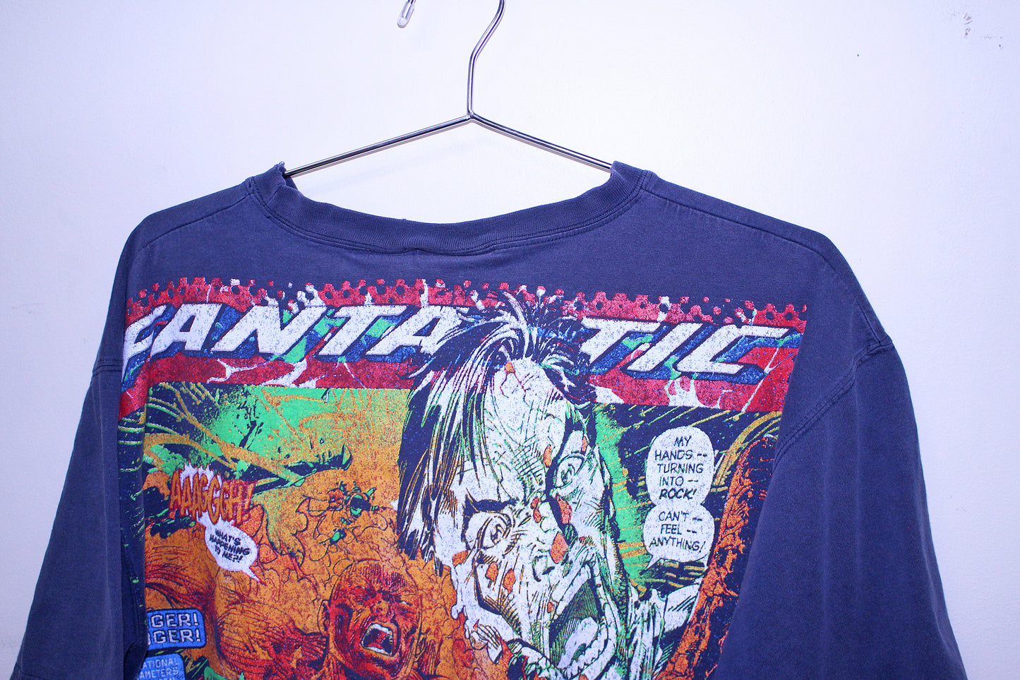 Fantastic 4 on worn faded navy tee (L)