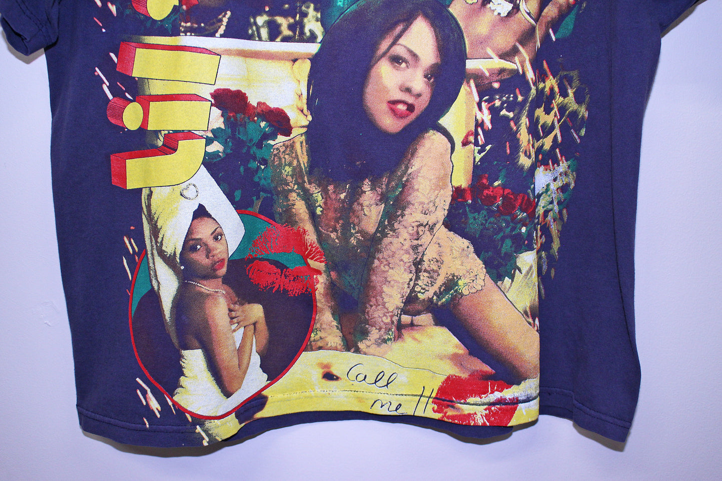 Lil Kim on faded vintage bayside navy shirt (XL)
