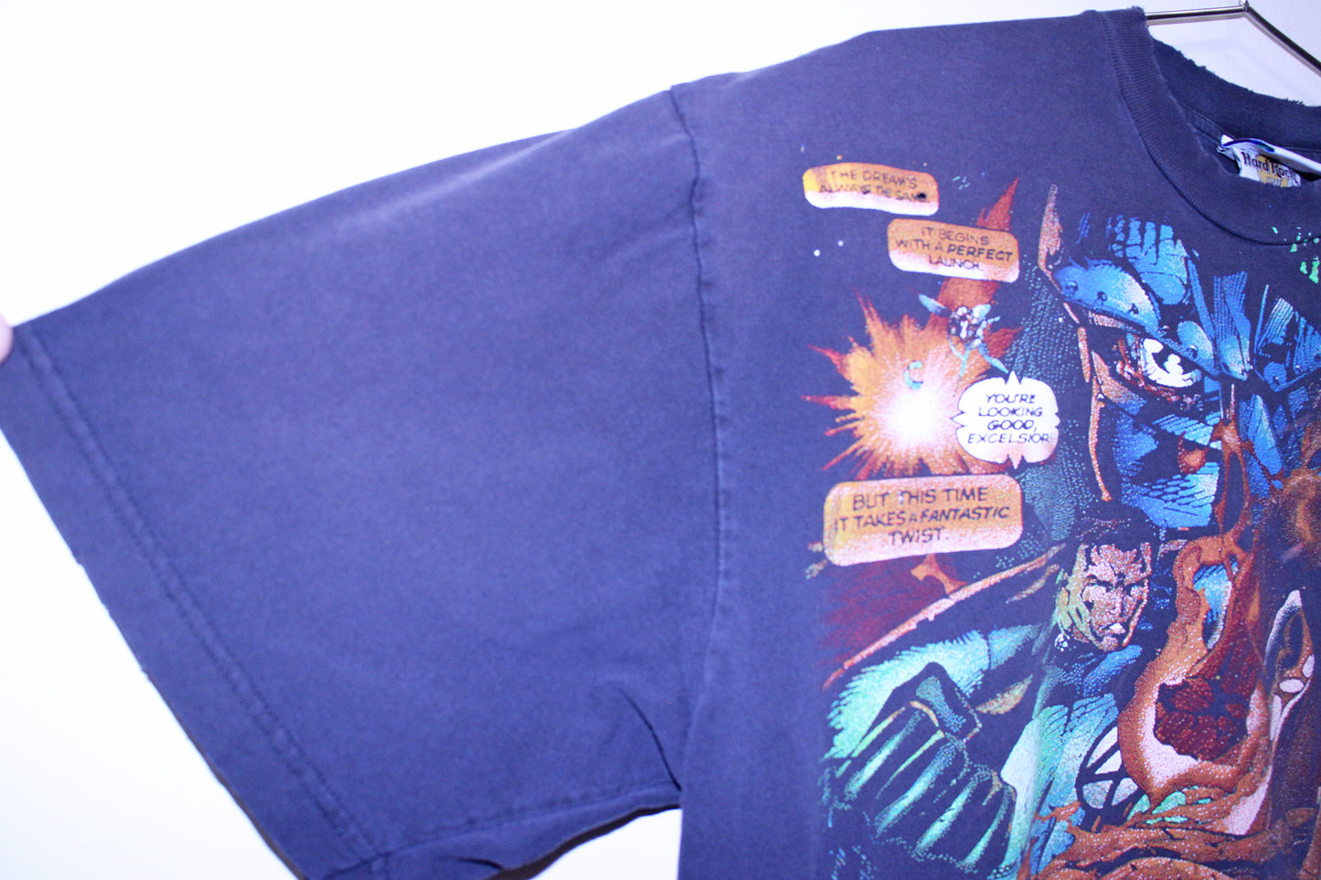 Fantastic 4 on heavy faded Hard Rock tee (XL)
