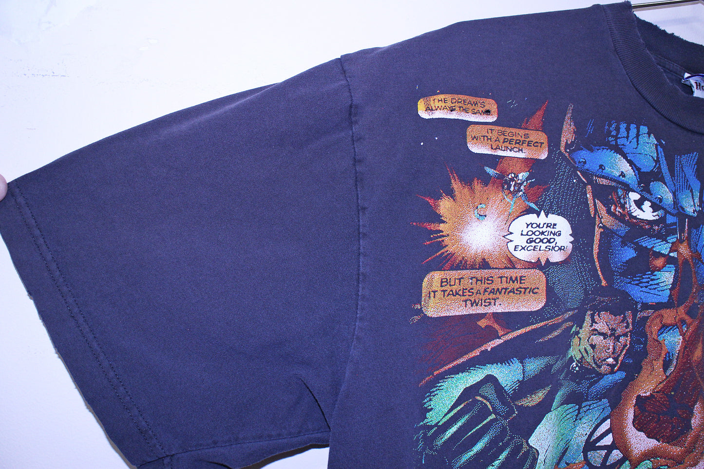 Fantastic 4 on heavy faded Hard Rock tee (XL)