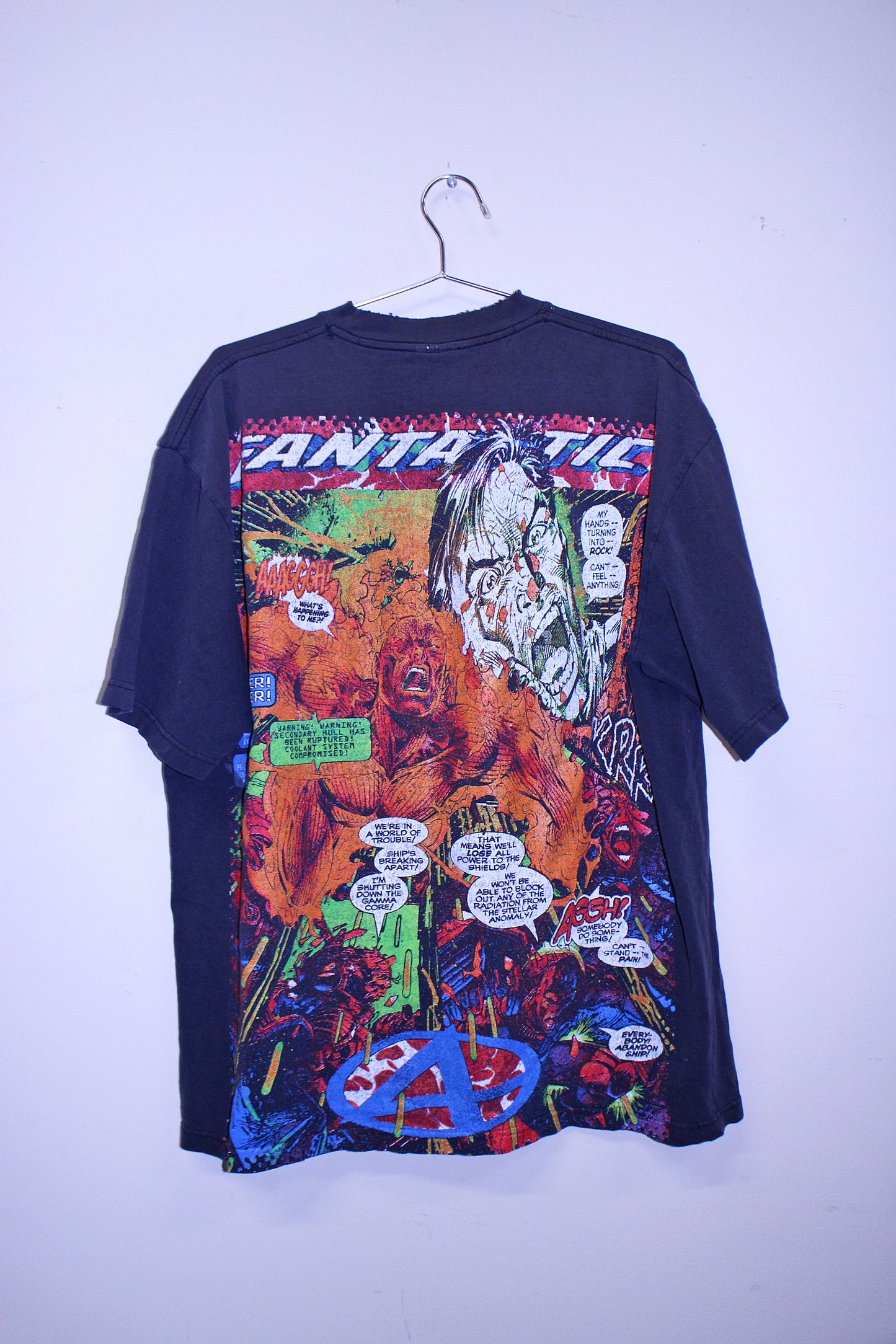 Fantastic 4 on heavy faded Hard Rock tee (XL)