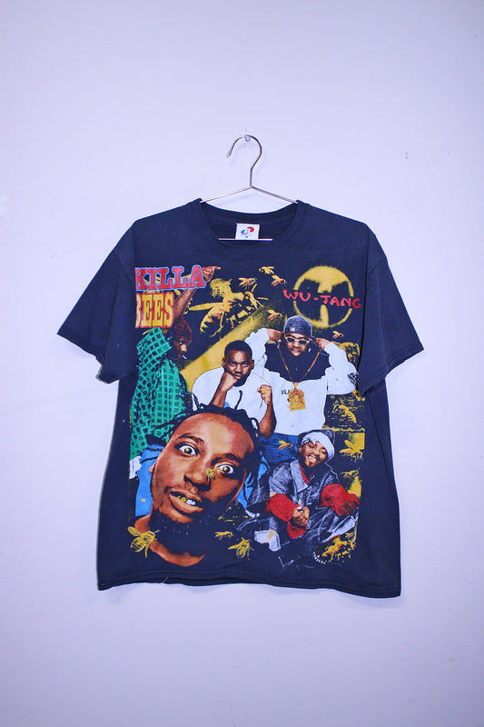 Wu Killa Bees on faded navy shirt (L)