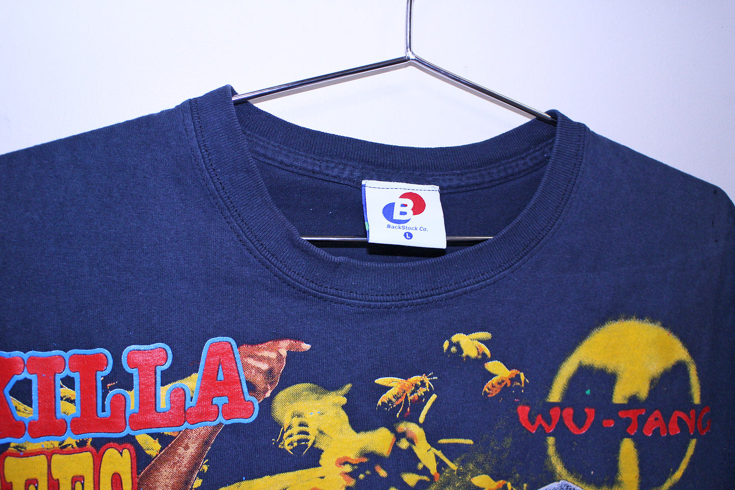 Wu Killa Bees on faded navy shirt (L)
