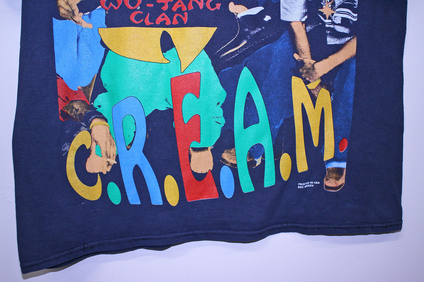 Wu Killa Bees on faded navy shirt (L)