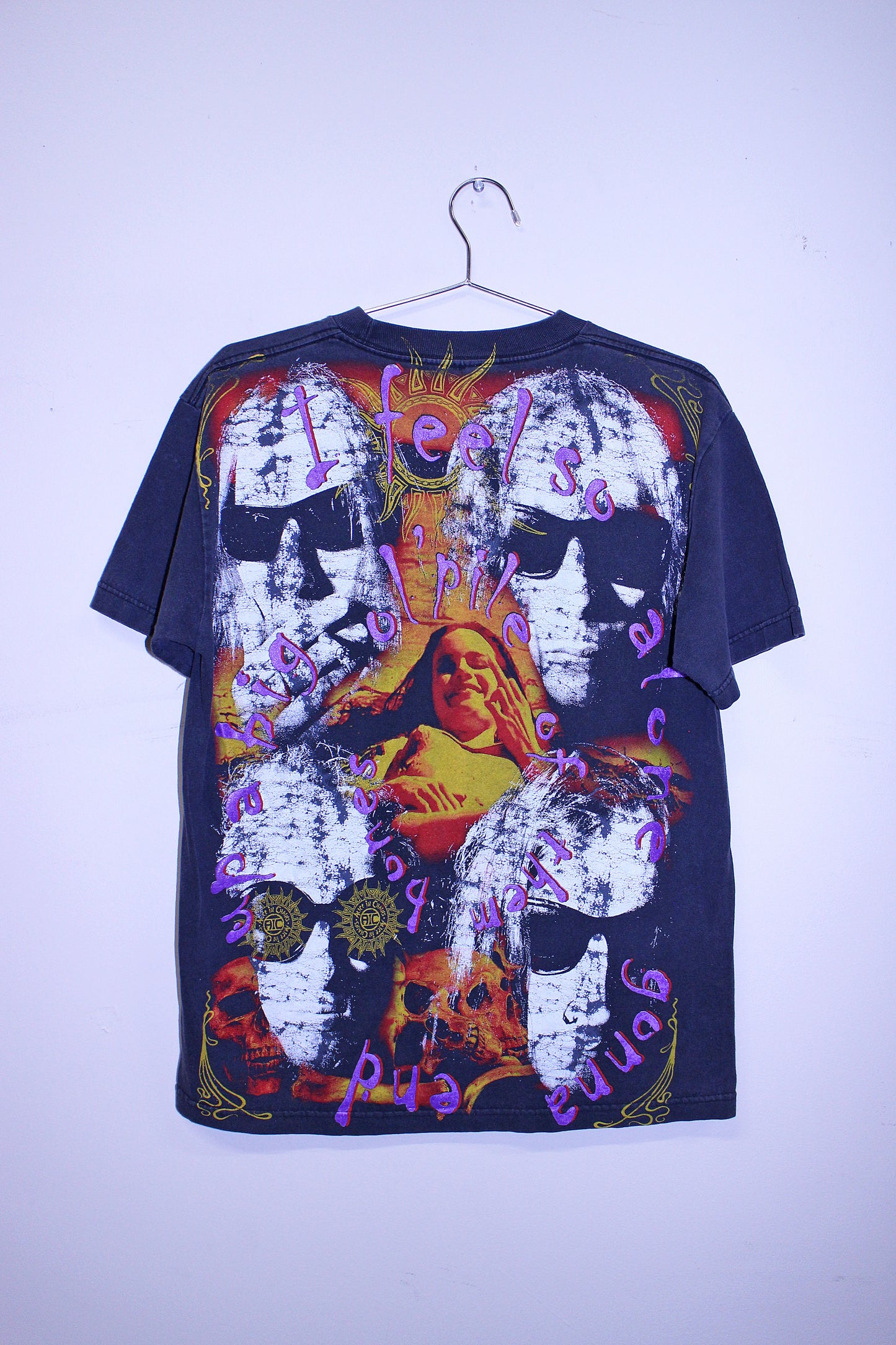 AIC on worn faded black tee (M)