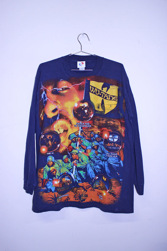 Wu Army on vintage single stitch towncraft navy longsleeve (XL)