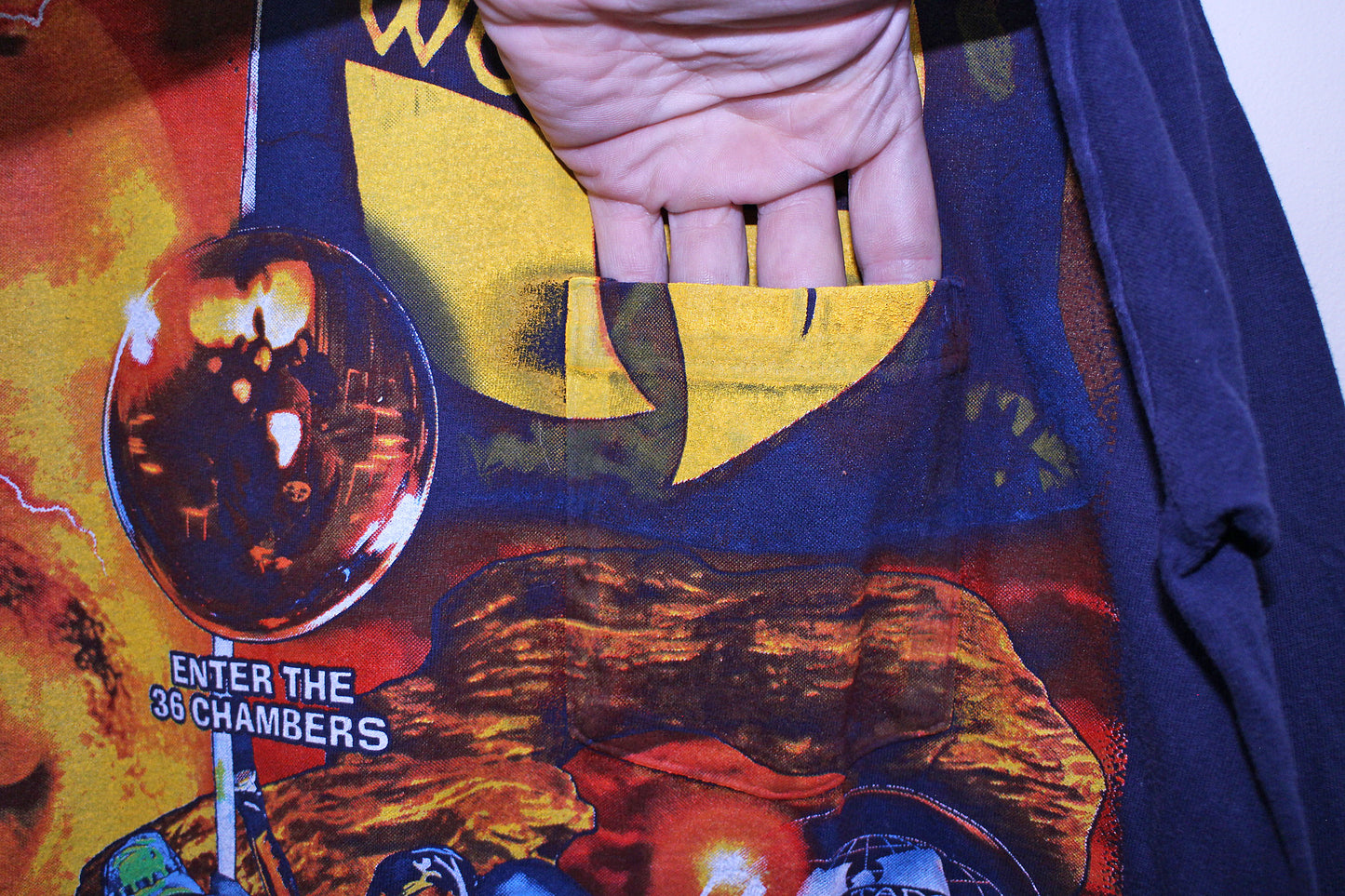 Wu Army on vintage single stitch towncraft navy longsleeve (XL)