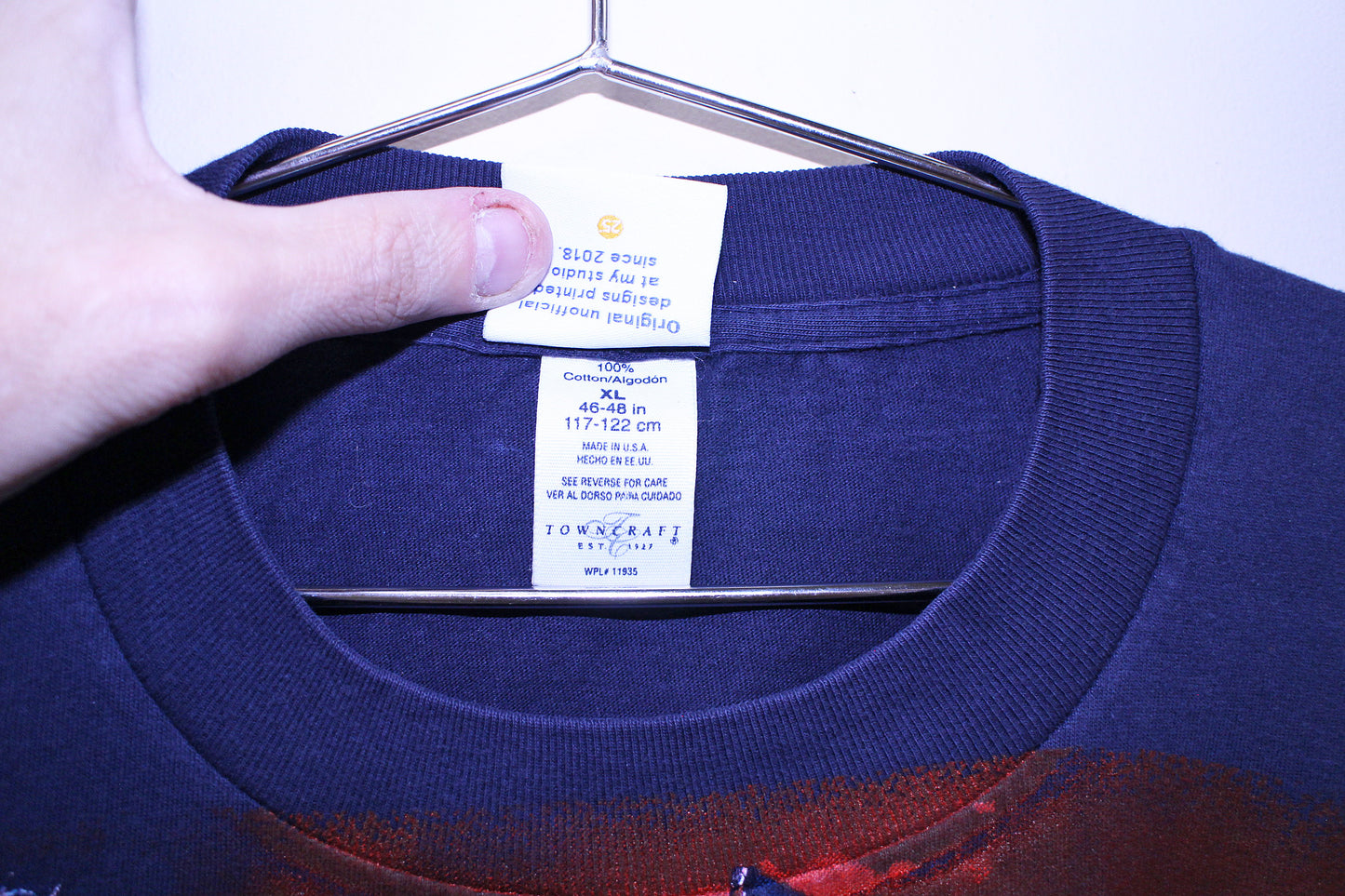 Wu Army on vintage single stitch towncraft navy longsleeve (XL)