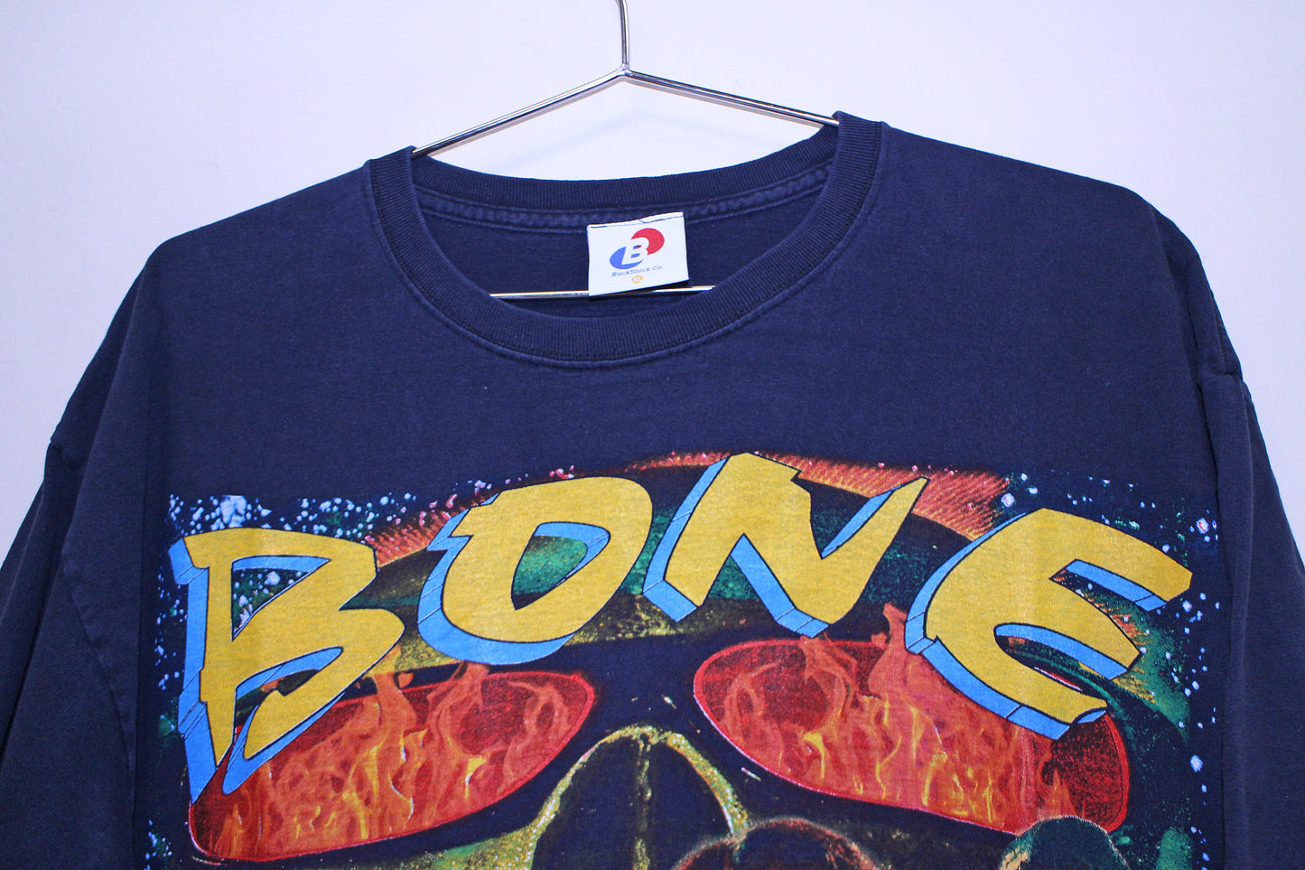BTNH on faded navy tee (XL)