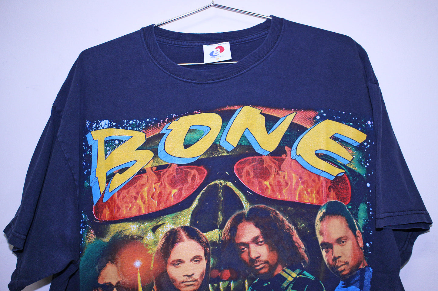 BTNH on faded navy tee (XL)
