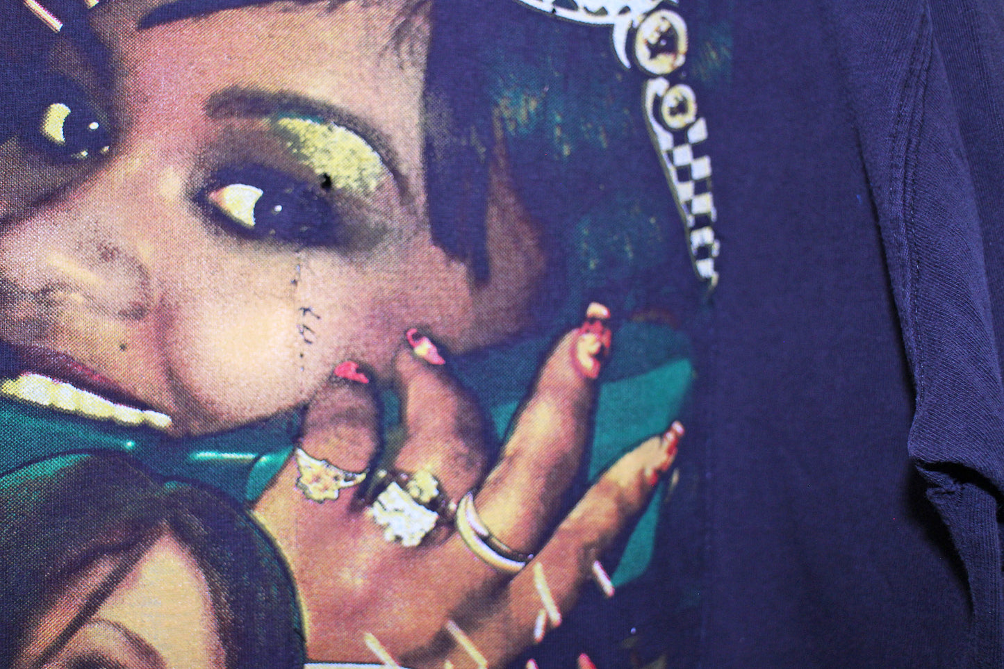 Lil Kim on Navy vintage A.Eagle Tee (L)