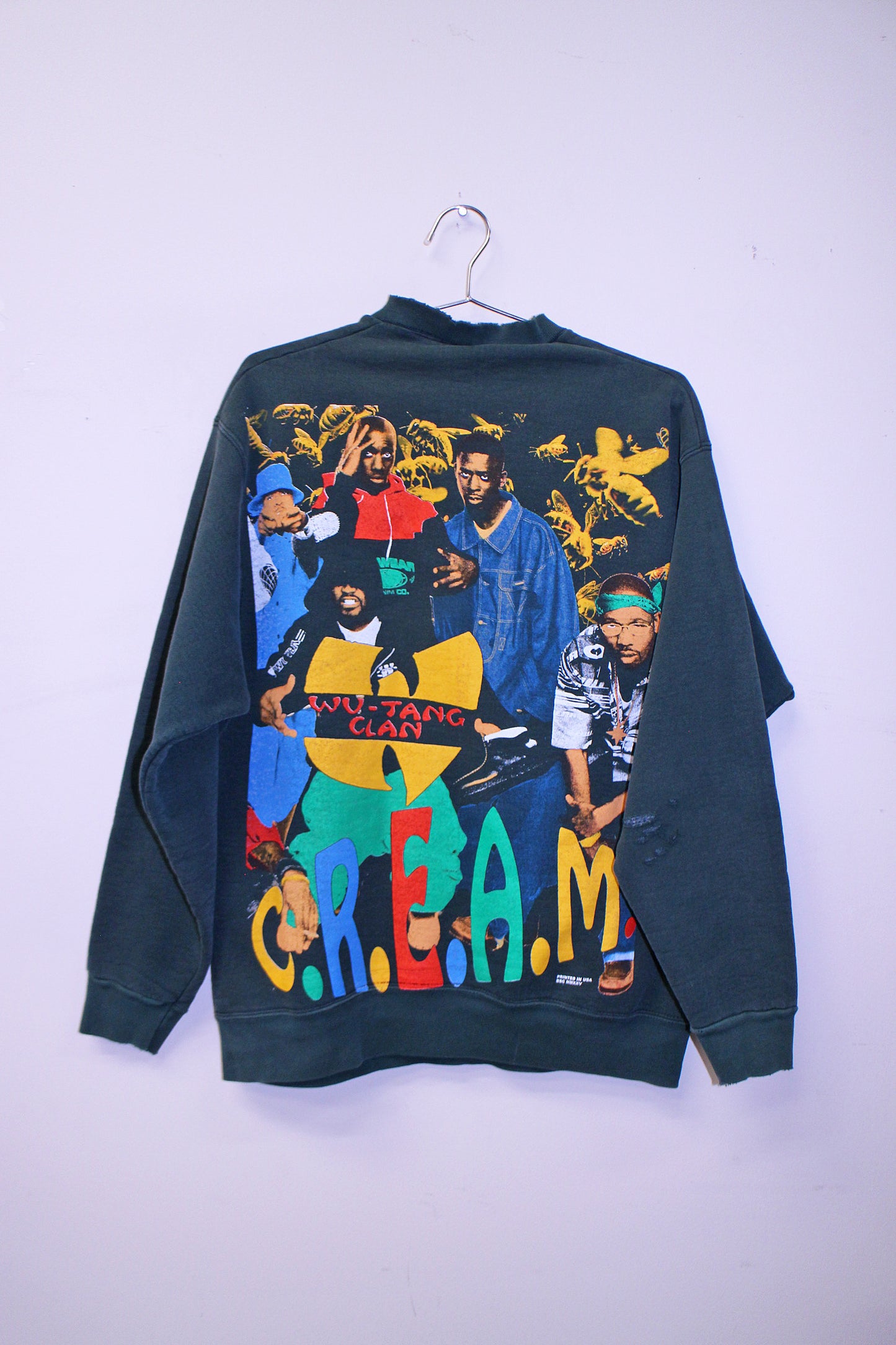 Wu Killa Bees on vintage Munsingwear sweatshirt (L)