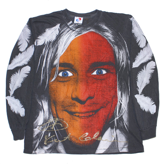 *FADED LONGSLEEVE* N I R V A N A / R.I.P Kurt Orig. fan art shirt (RED)