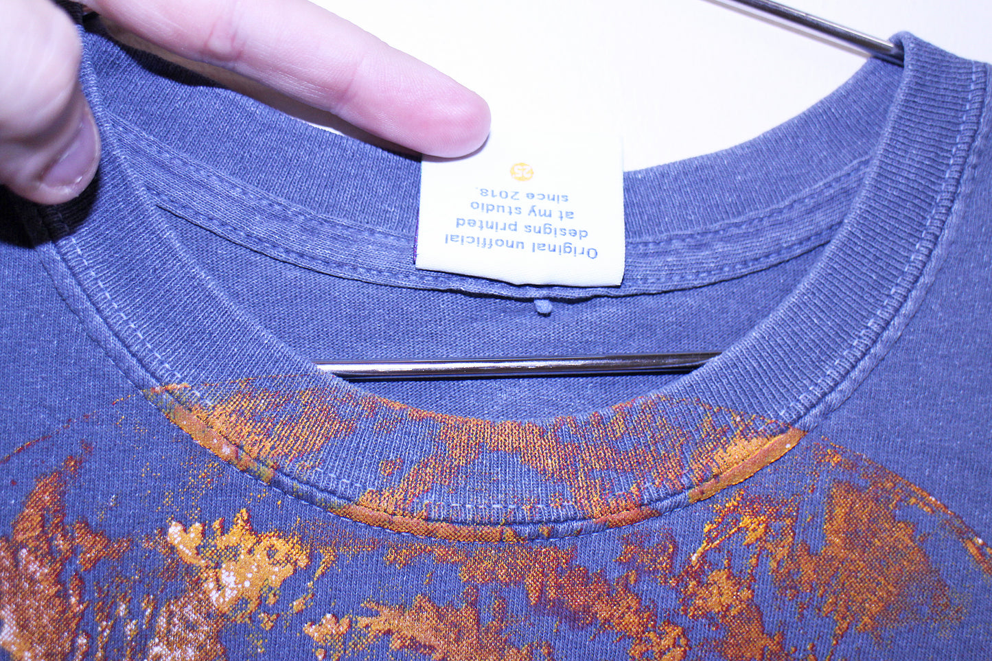 DJ Screw on neat garment washed faded blue tee (XL)