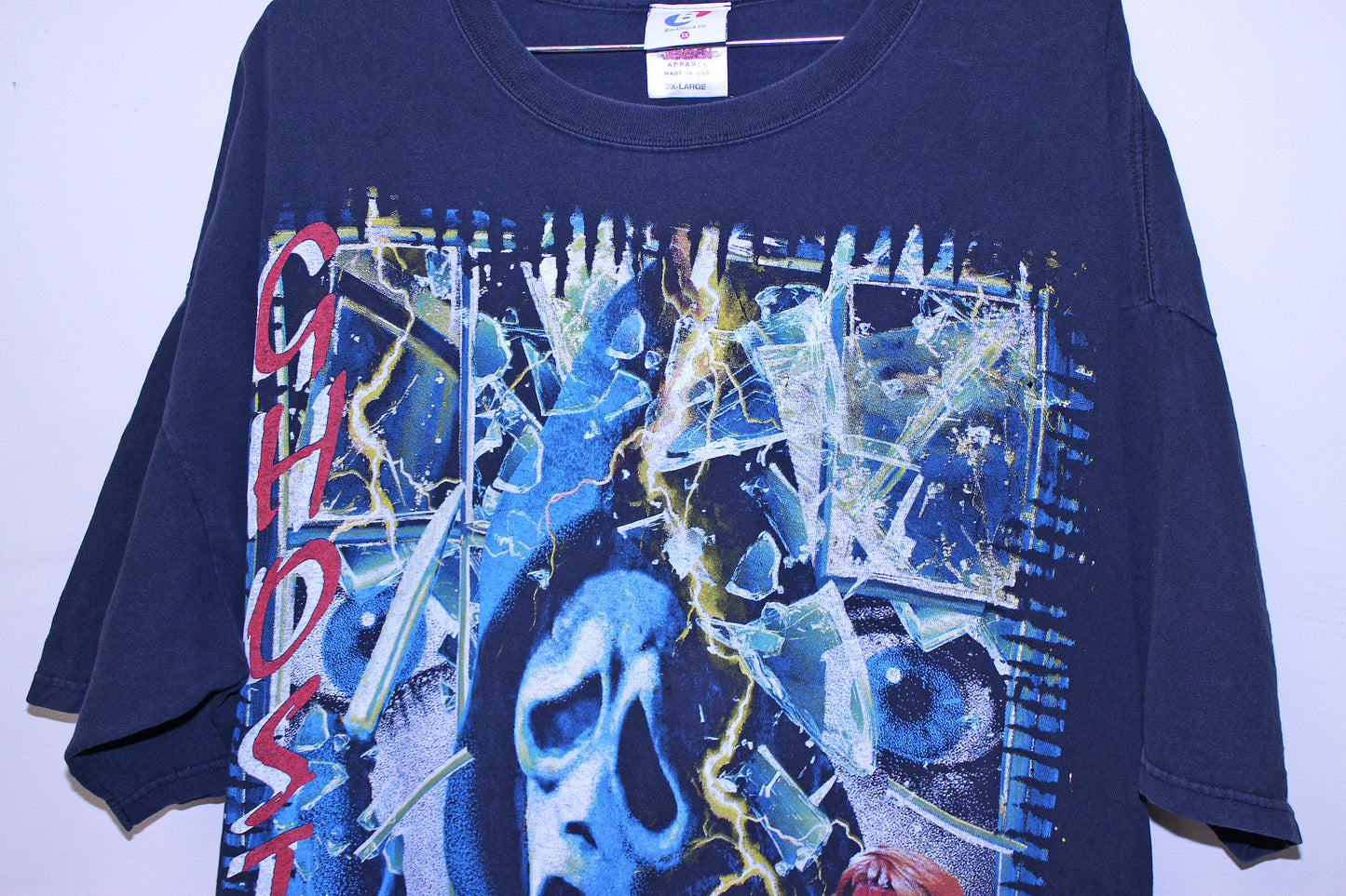 Ghostface on faded black JENSEN Tall Tee (3X)