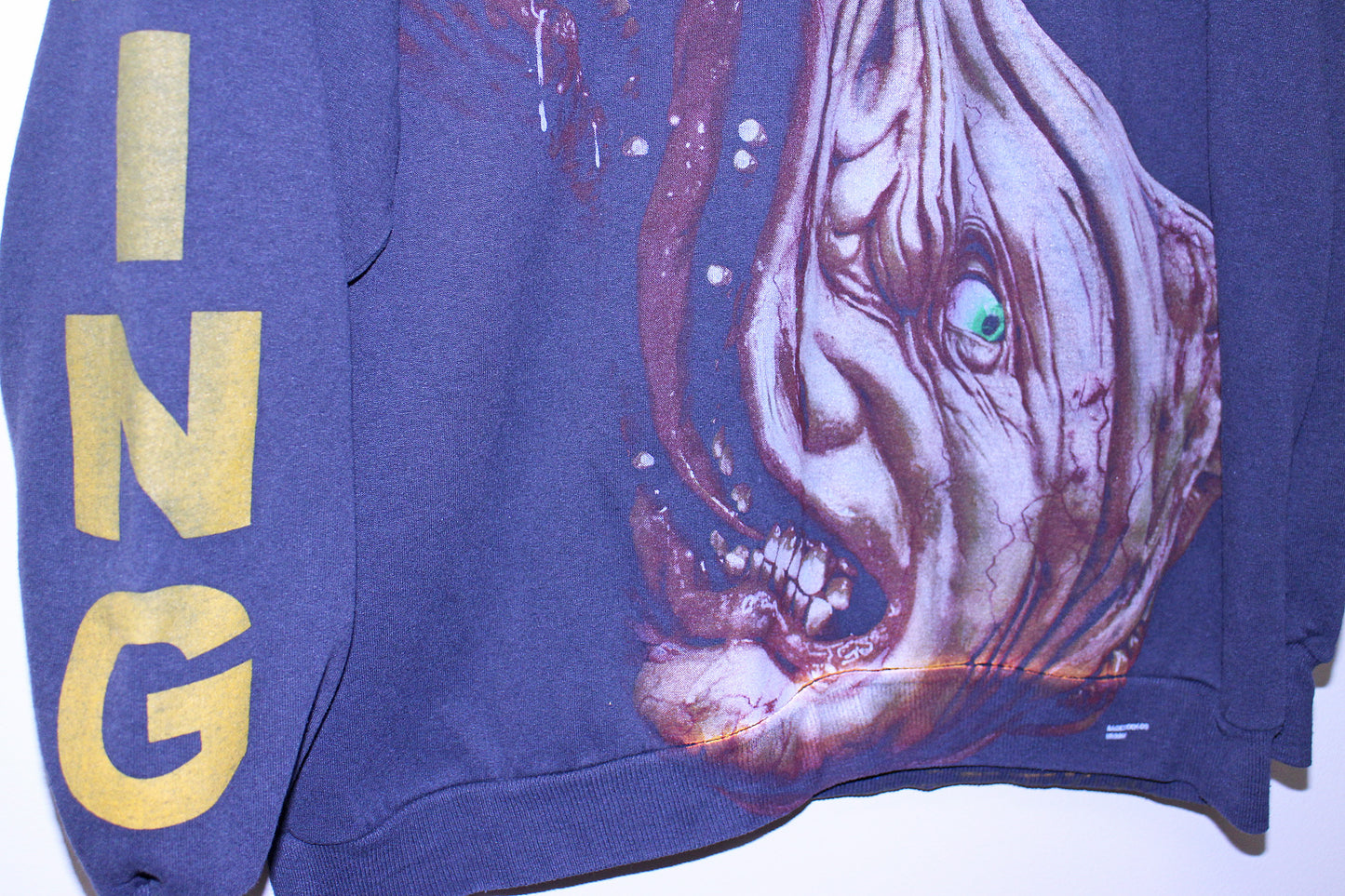 THING on vintage faded hanes 50/50 sweatshirt (L)