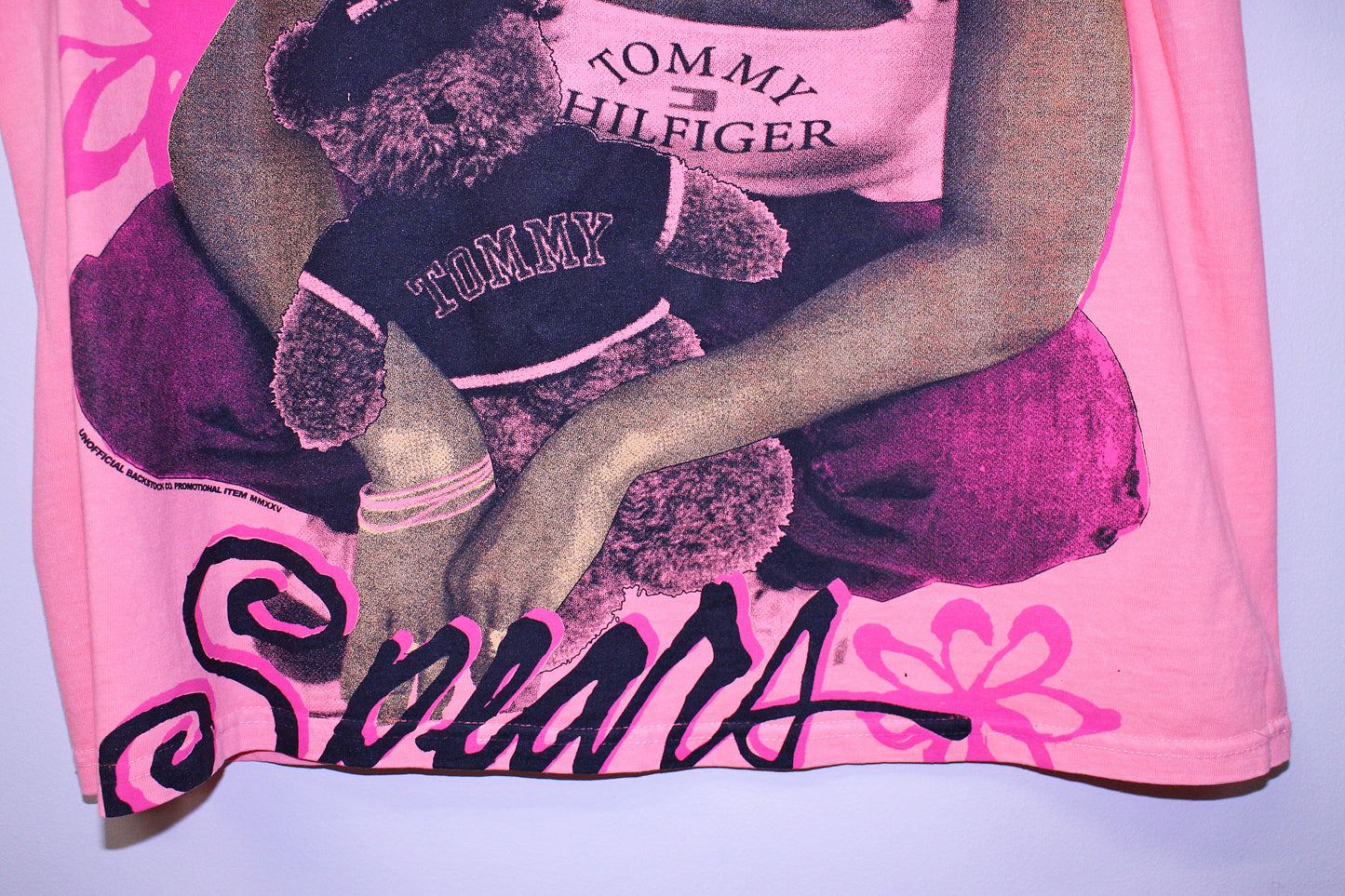 Britney on y2k distessed edge 'Keya brand' Pink tee (XL)