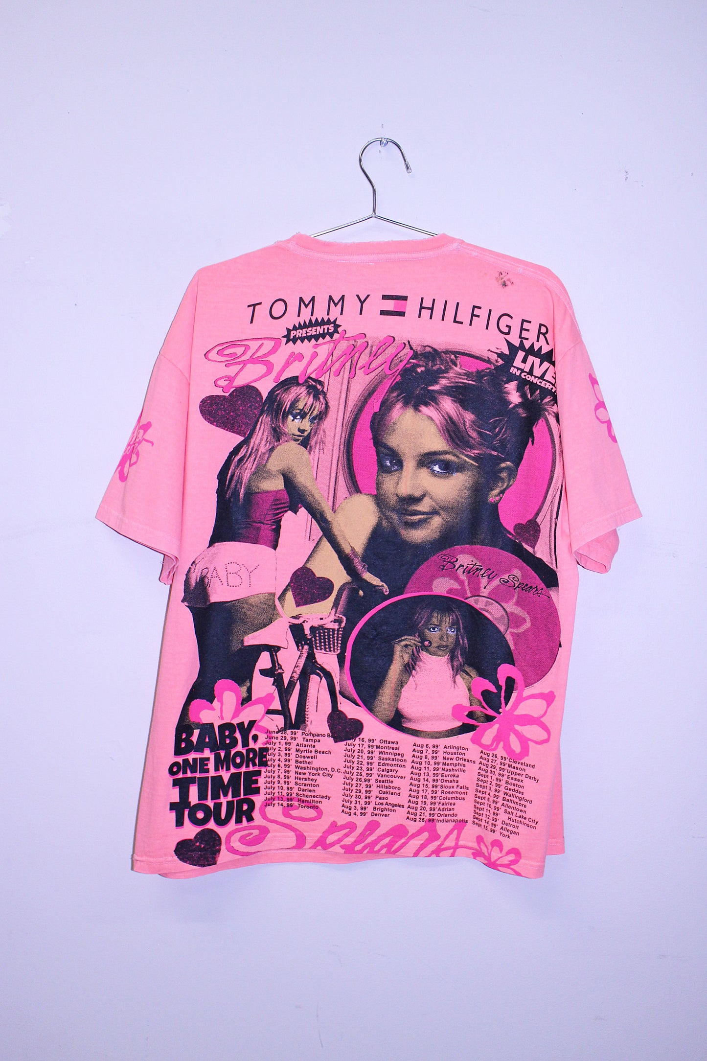 Britney on y2k distessed edge 'Keya brand' Pink tee (XL)