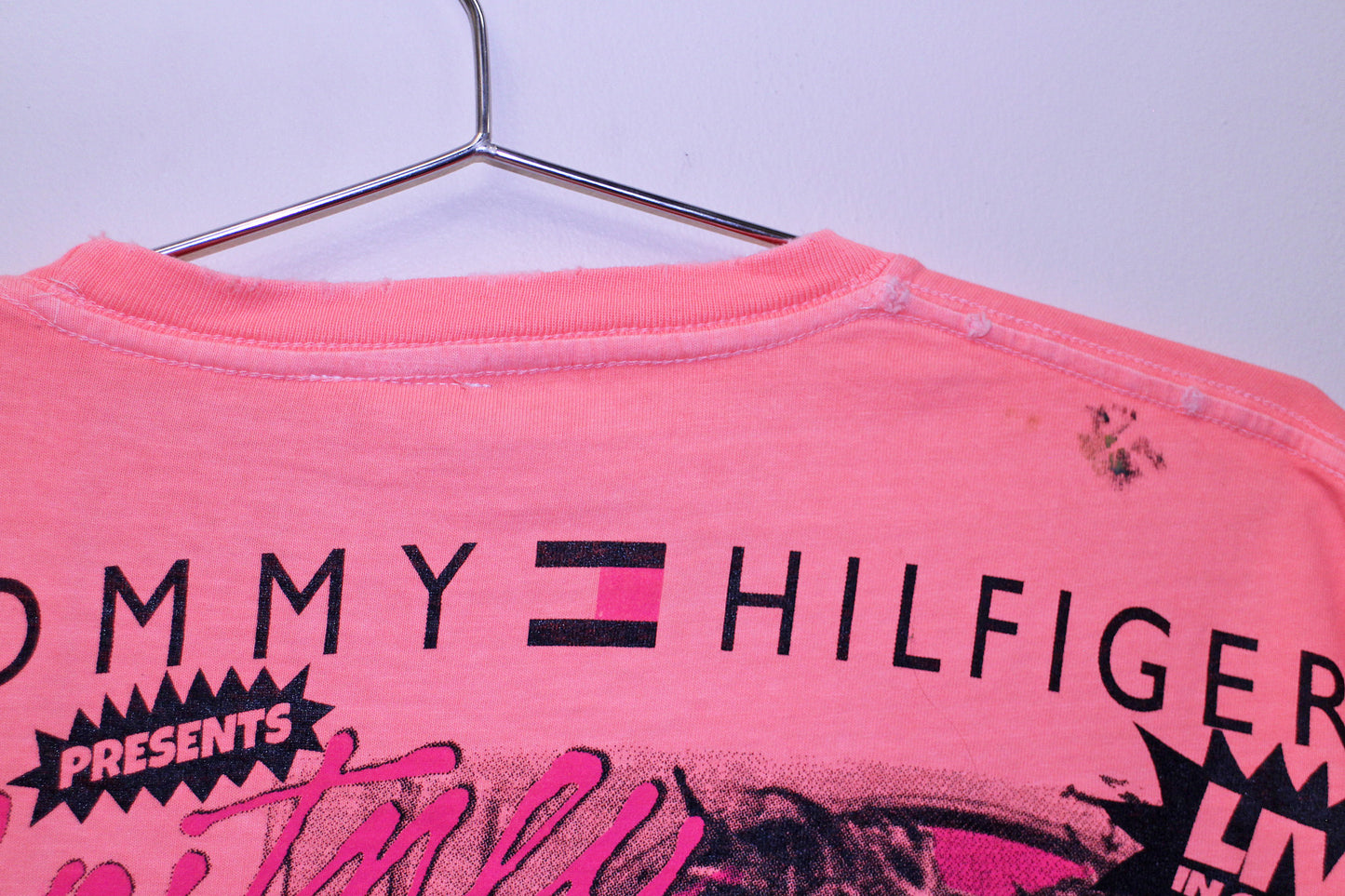 Britney on y2k distessed edge 'Keya brand' Pink tee (XL)