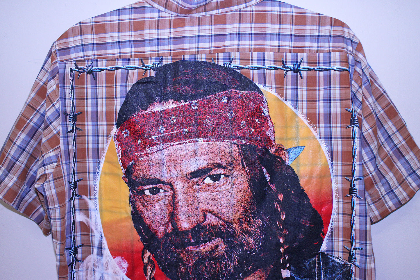 Willie on vintage BC Brandd pearl snap western short sleeve (L)