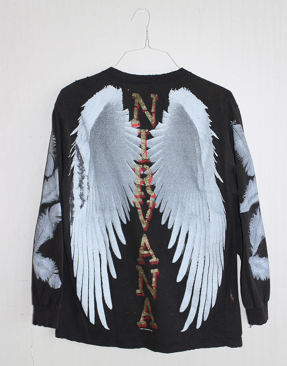 Kurt NIRVANA Faded & Distressed L/S T-shirt (XL)