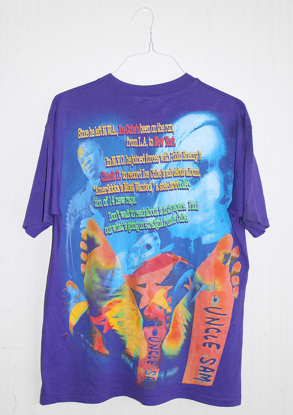 Ice Cube on Vintage purple Hanes Single Stitch T-shirt (XL)