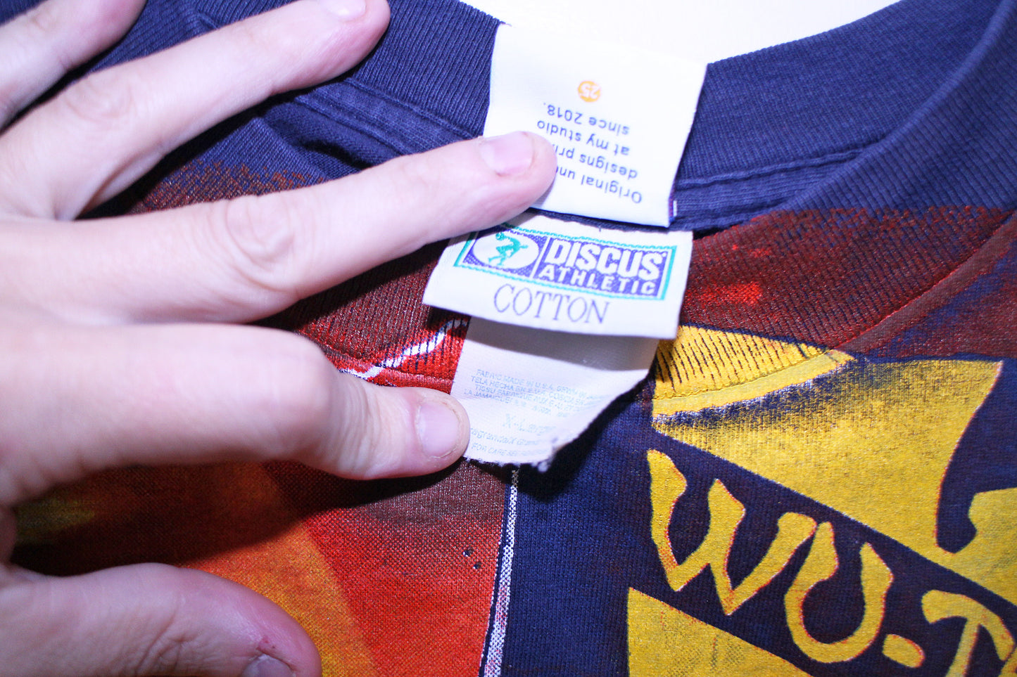 Wu Army on vintage Discus Navy tee (XL)