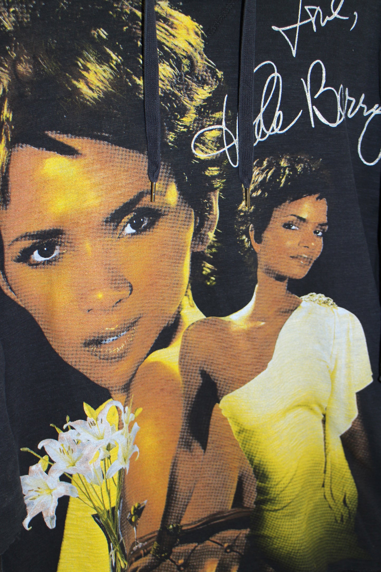 Halle Berry Faded/Distressed Hooded Tee (L)