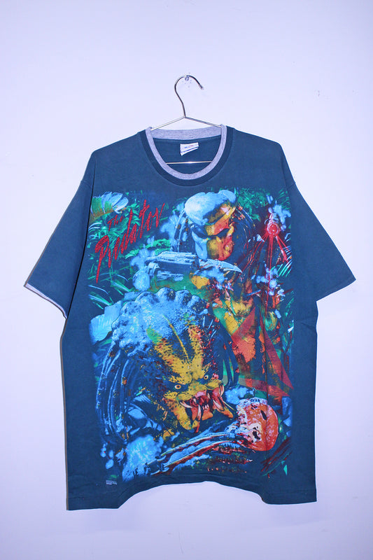 Predator on Green single stitch tee double walled sleeve (XLT)