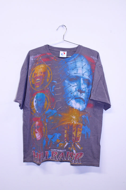 Hellraiser on Brown-ish garment dyed y2k KEYA blank (XL)