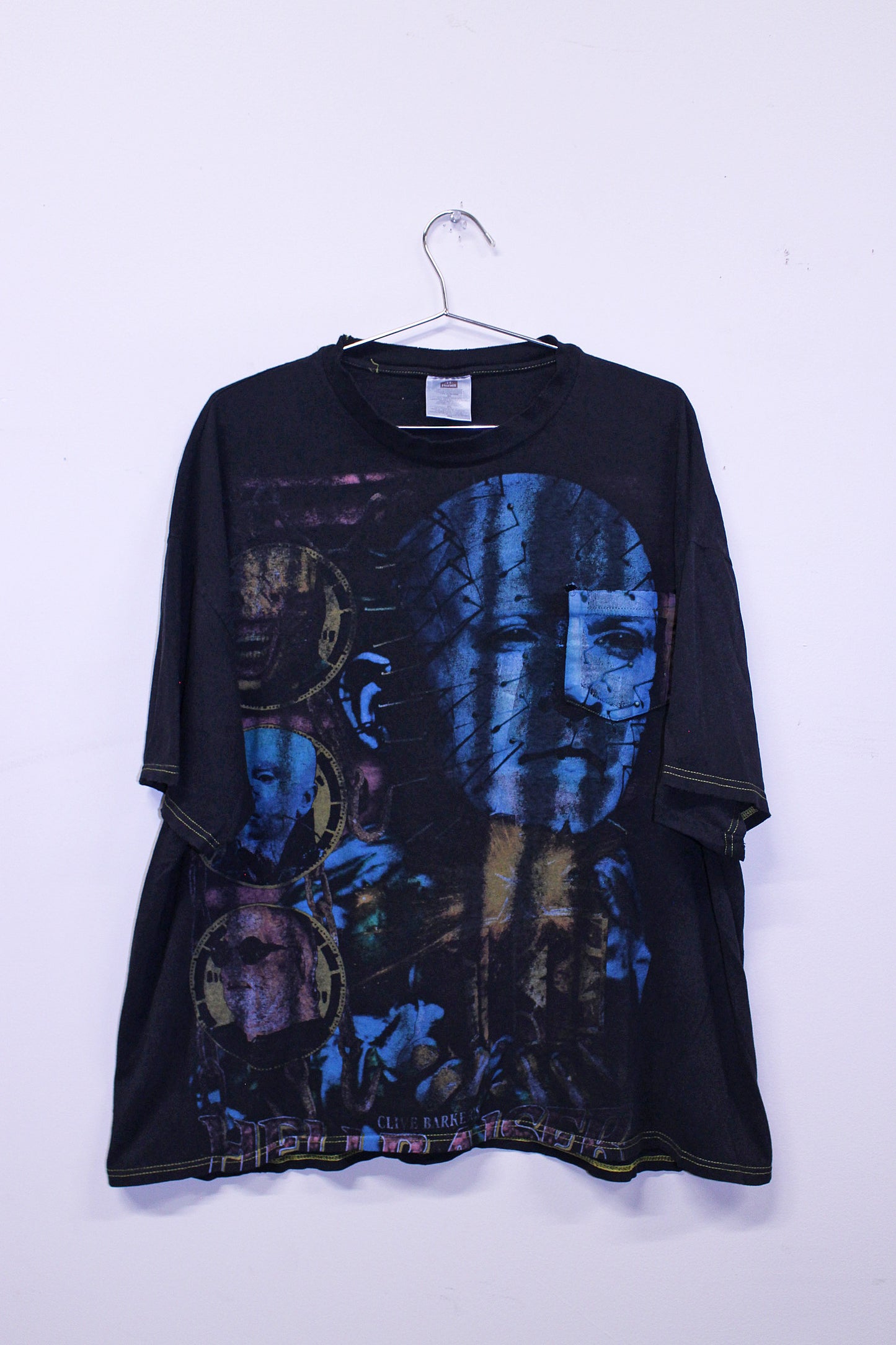 Hellraiser on vintage hanes soft thin contrast stitch pocket tee (XXL)