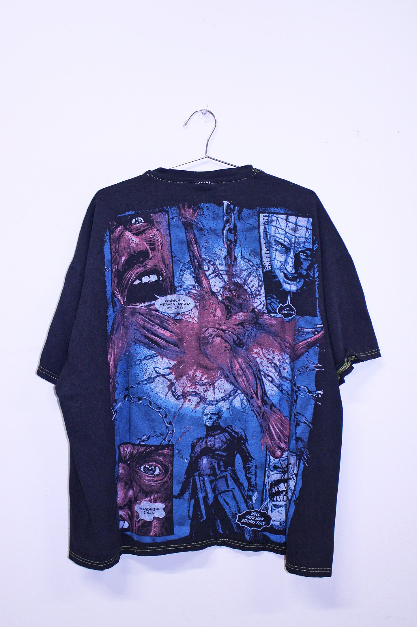 Hellraiser on vintage hanes soft thin contrast stitch pocket tee (XXL)