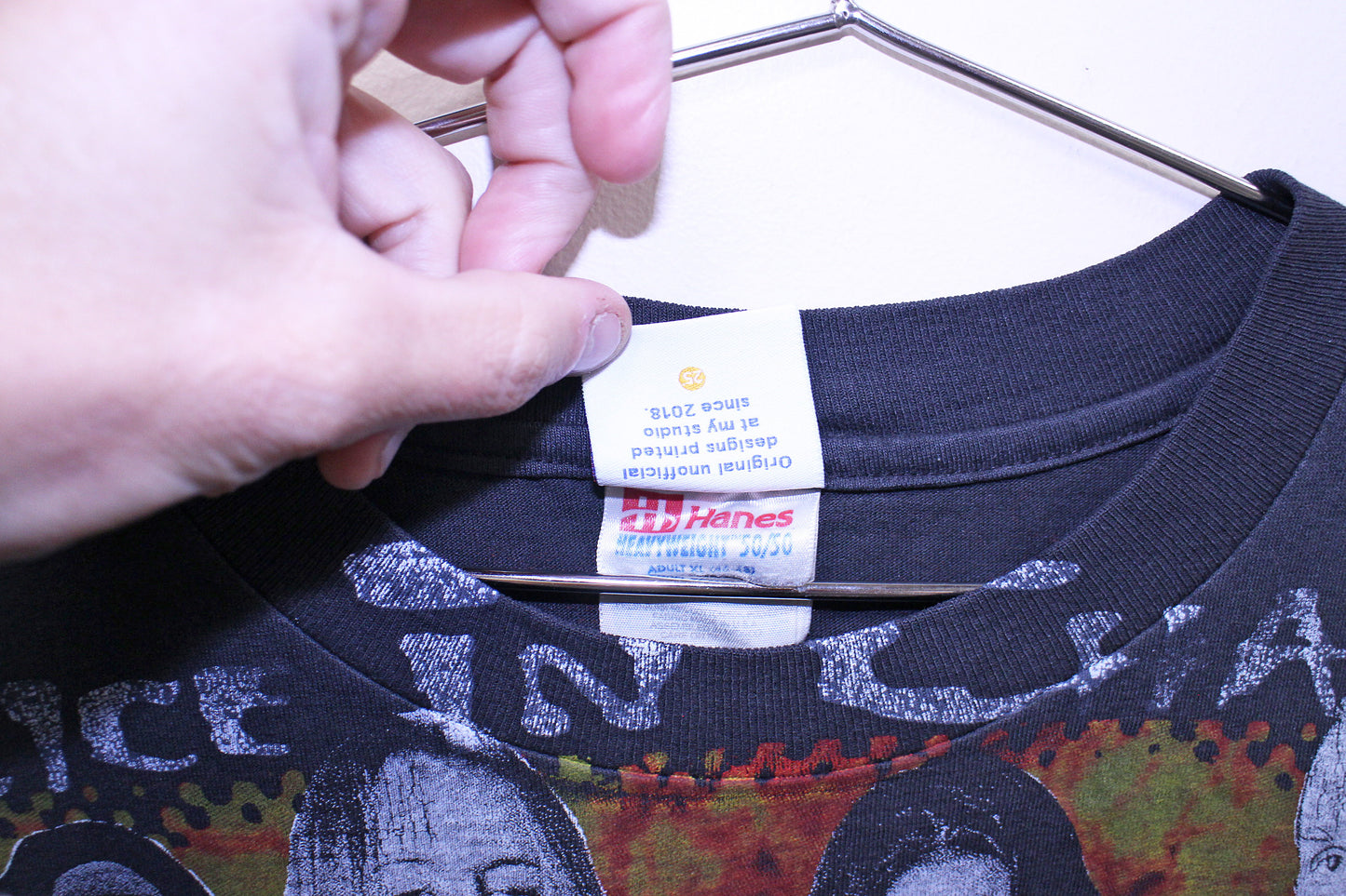 A.I.C on vintage hanes 50/50 faded black tee (XL)