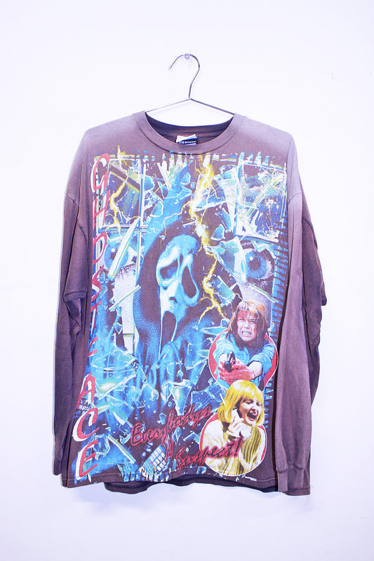 Ghostface on heavy sun faded joe boxer long sleeve  (L)