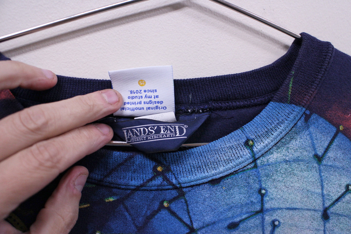 HELLRAISER on vintage Lands End navy sweatshirt (XL)