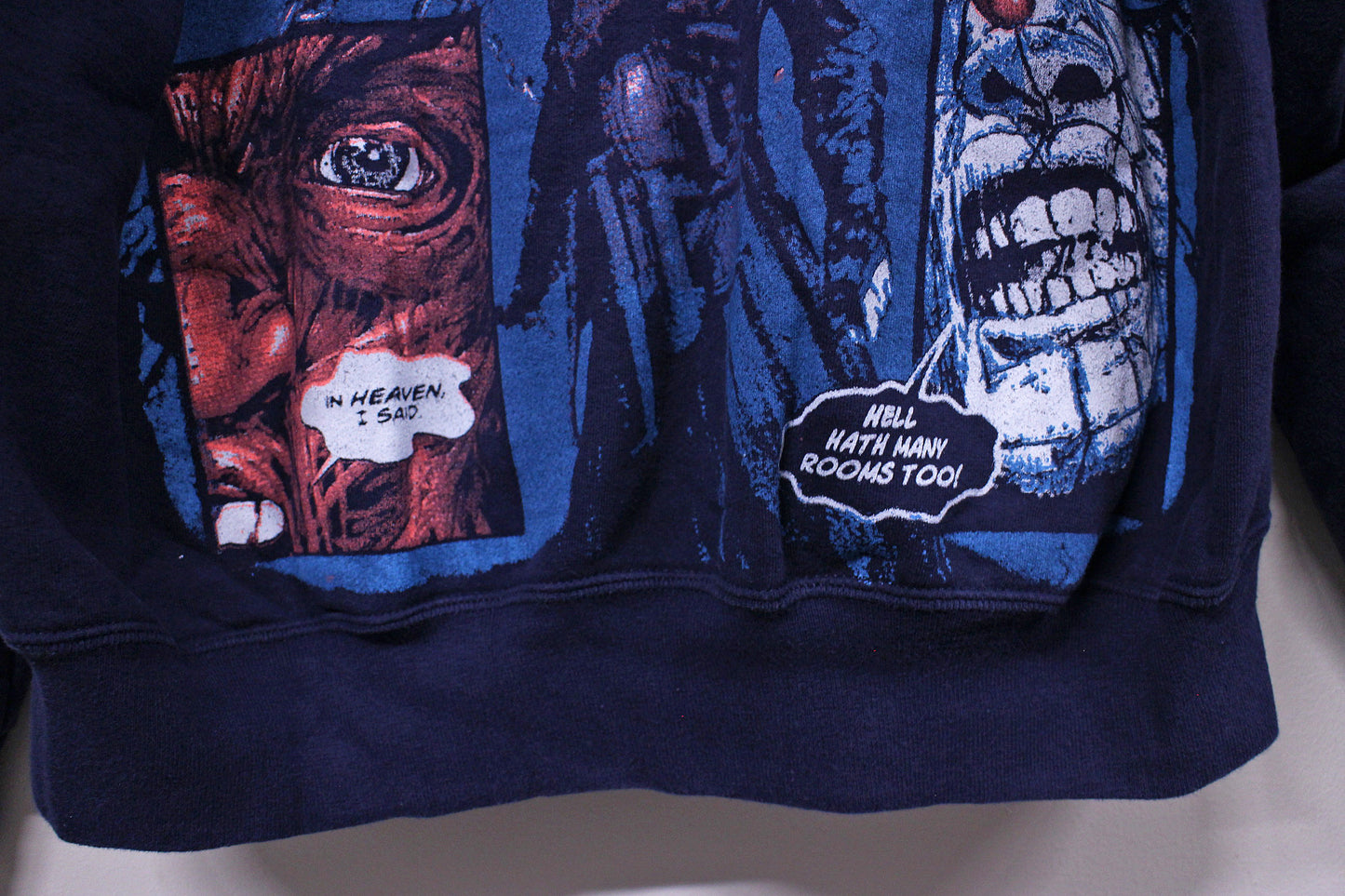 HELLRAISER on vintage Lands End navy sweatshirt (XL)