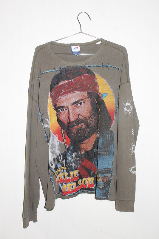 Willie Nelson on Green Thermal (XXL)