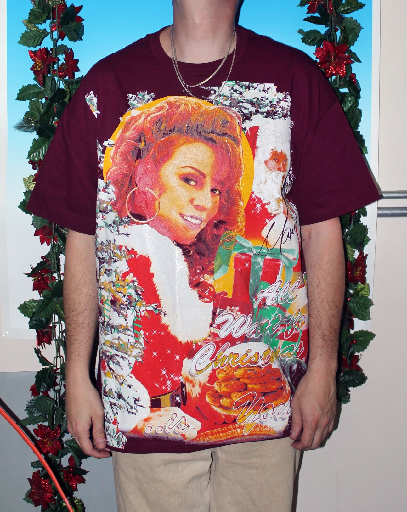 *GREEN* Mariah Carey 'All I Want For Christmas' Orig. fan art shirt