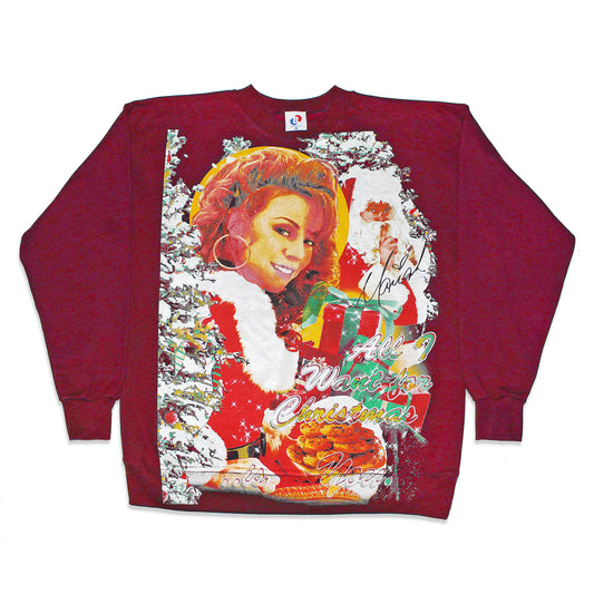 *MAROON* Mariah Carey 'All I Want For Christmas' Orig. fan art Sweatshirt