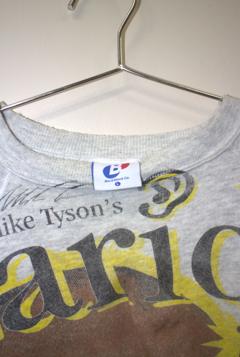BSC faded Tyson Earios on vintage heather sweatshirt (L)